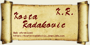 Kosta Radaković vizit kartica